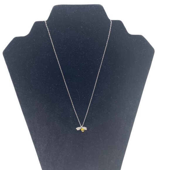 3D Bee Pendant Necklace Silver Tone Adjustable Chain Cupronickel Modern Design - Picture 7 of 8